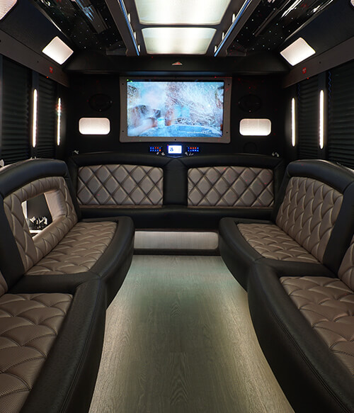 Modern limo bus interior